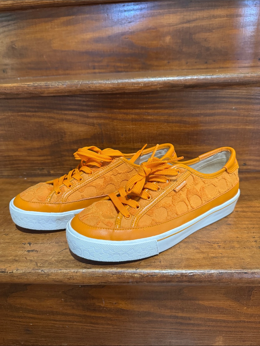 Coach Orange Low-Top Sneakers